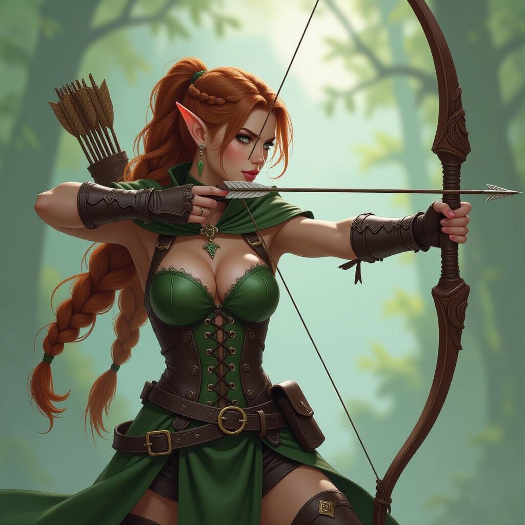 Wood Elf Ranger in Dark Fantasy Style