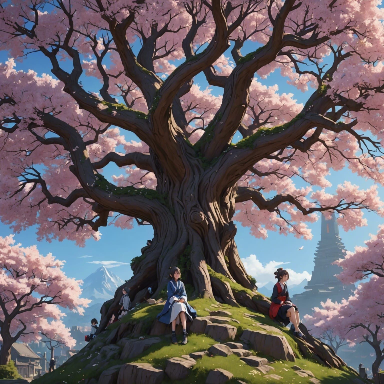 Aesthetic Anime Cherry Blossom Tree in 3D