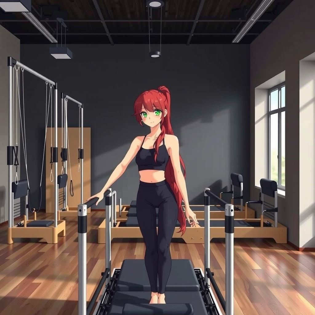 Hyper Realistic Japanese Woman in Pilates Studio