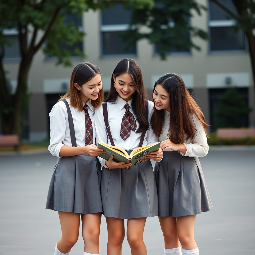 Girls in Uniform Share a Storybook Moment