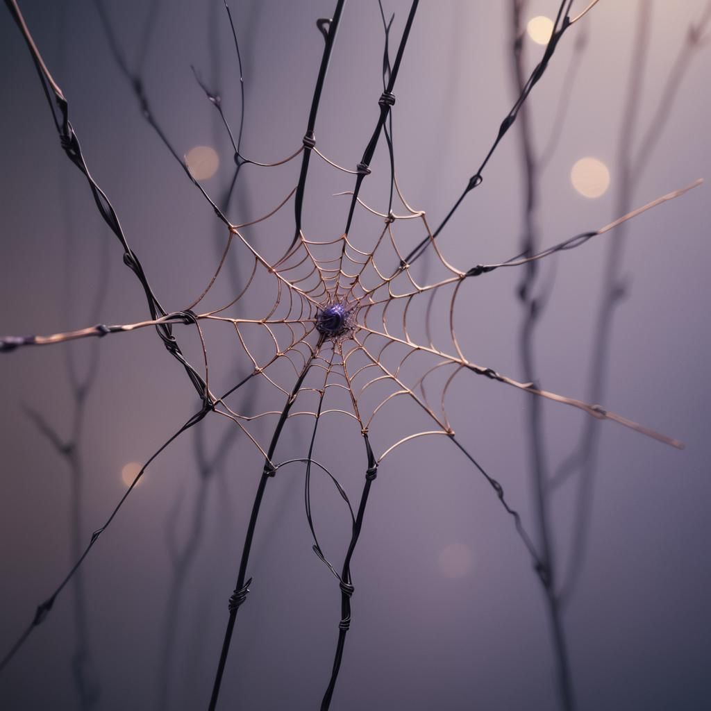 Surreal Metal Spindle with Glowing Wires