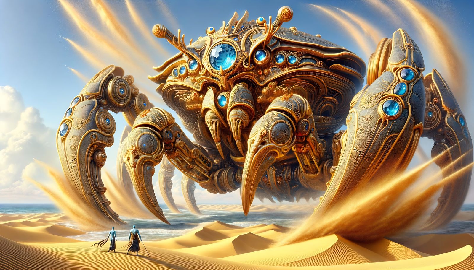 Golden Crab Machine Emerges from Desert