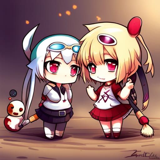 Chibi Character in Anime Key Visual Style