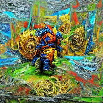 Chaos Space Marine: Abstract 3D Acrylic Impasto Art