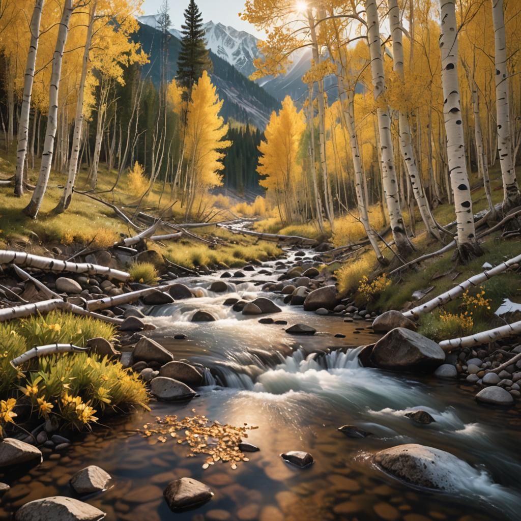 Hyper-Realistic Mountain Landscape with Golden Hour Light