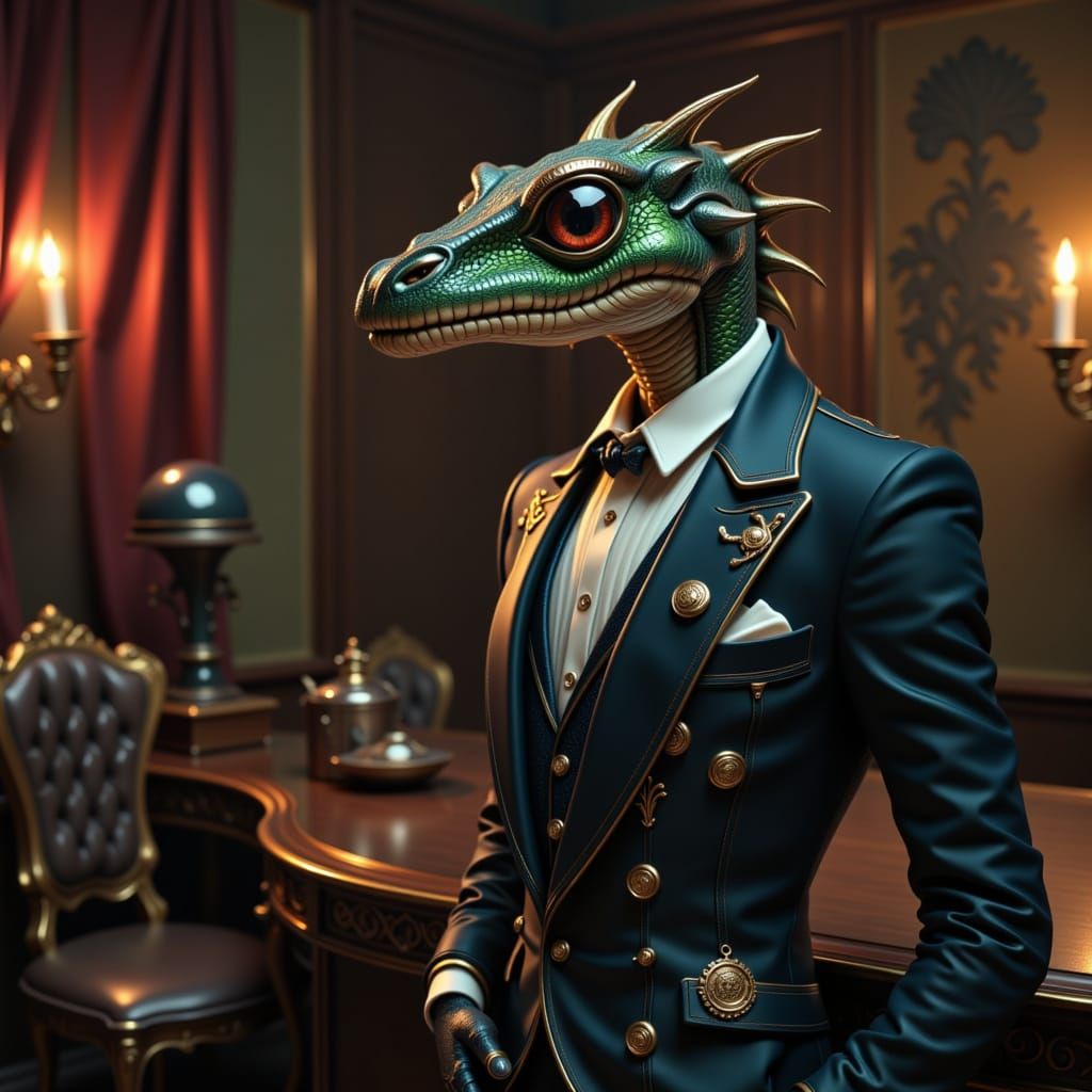 Neimoidian Businessman in Ornate Attire, Syd Mead Style