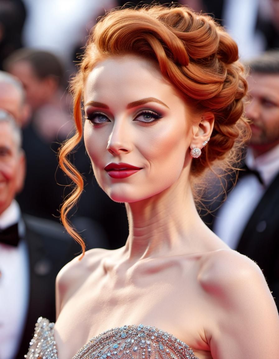 Redhead Movie Star on the Red Carpet