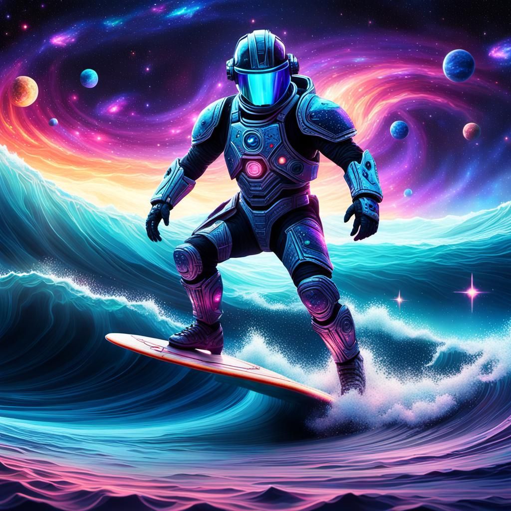 Battle Knight DJ Surfing Milky Way Music Wave