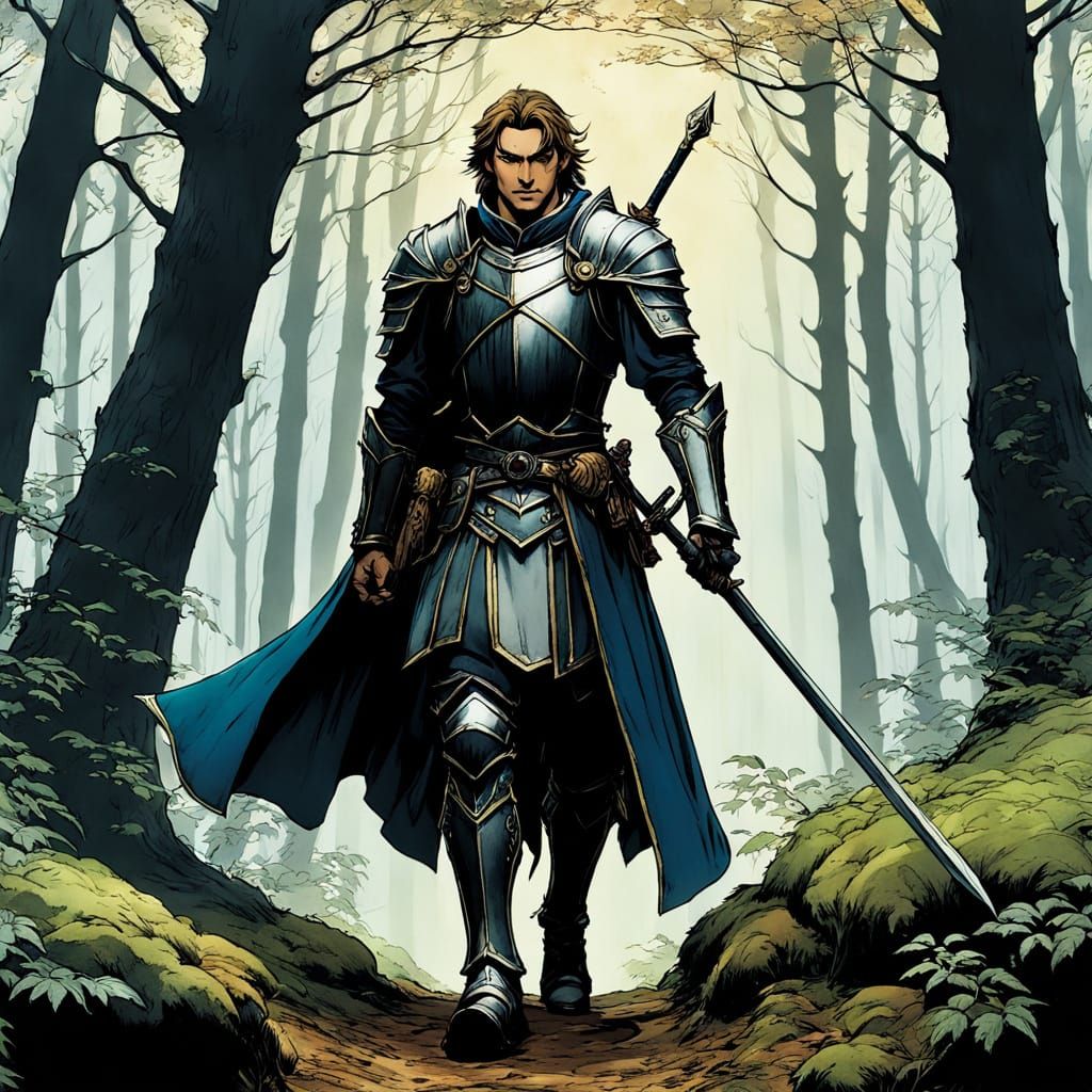 Paladin Embarks into a Dark Fantasy Forest