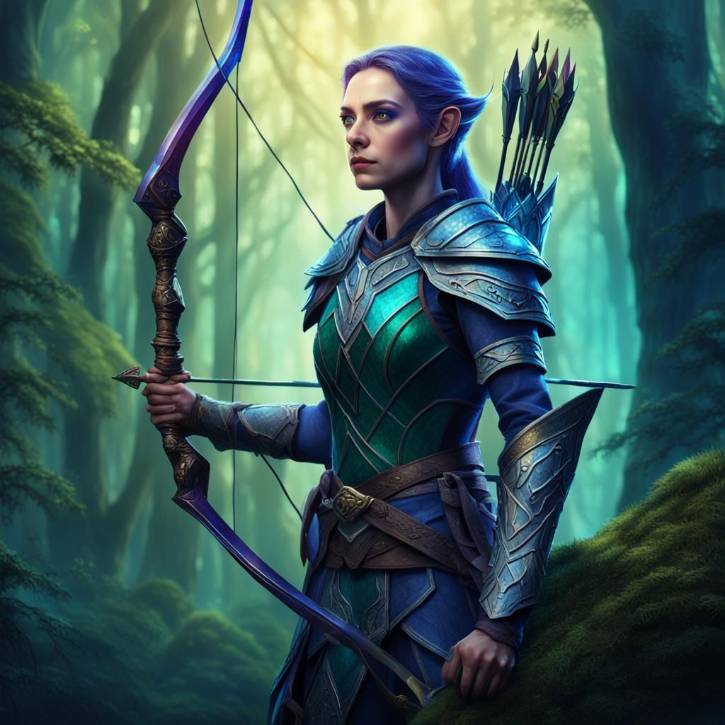 Enchanted Wood Elf Warrior in Emerald Forest