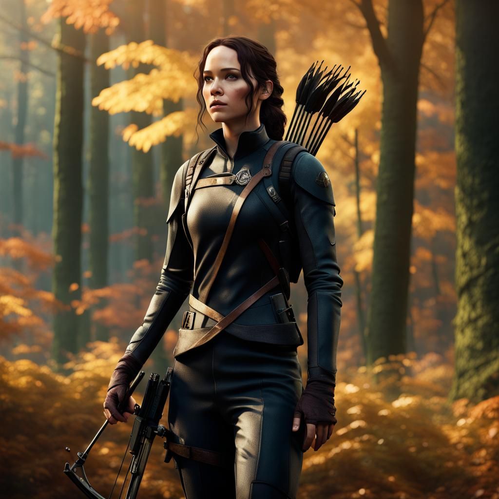 Detailed Matte Painting of Katniss Everdeen