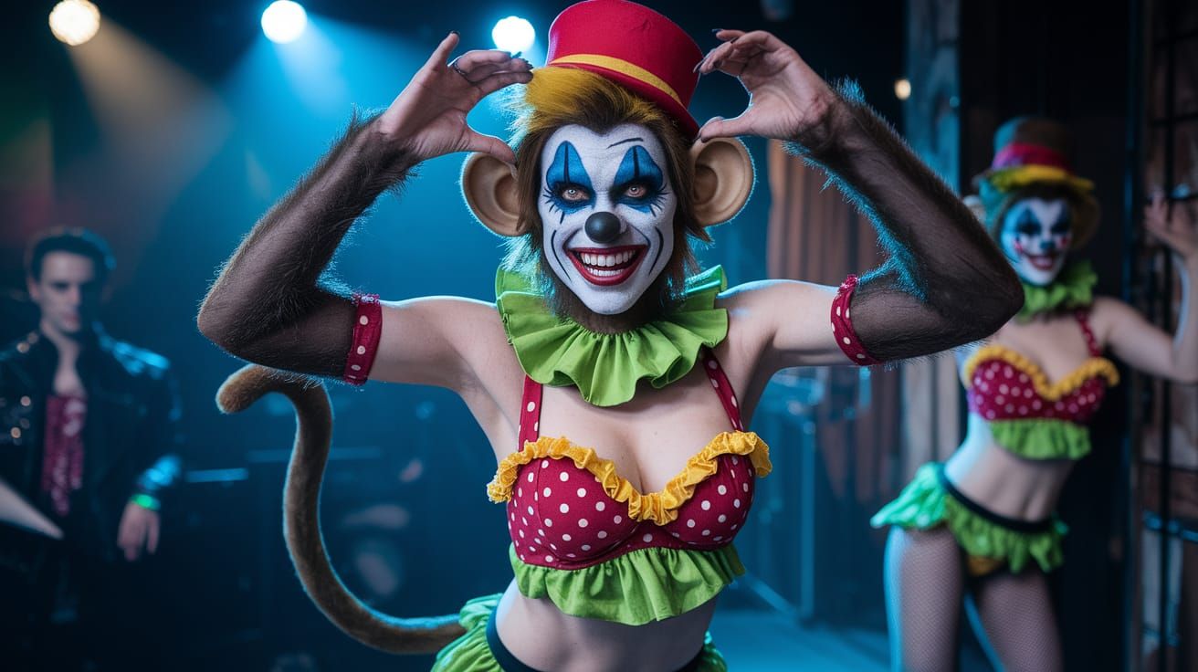 Cyberpunk Horror Clown Dancer Revealed in Vivid, Dark Art