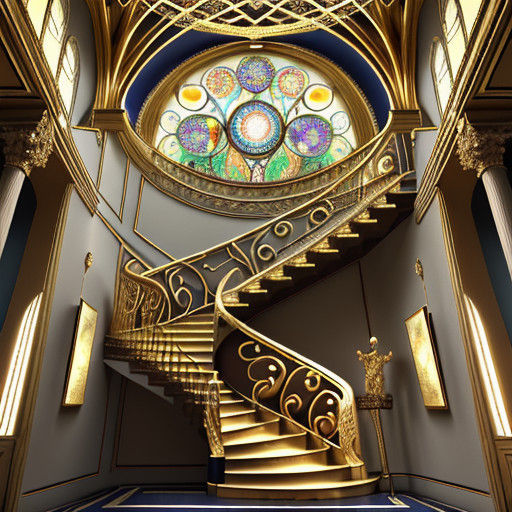 Ethereal Staircase Ascends in Art Nouveau Wonder