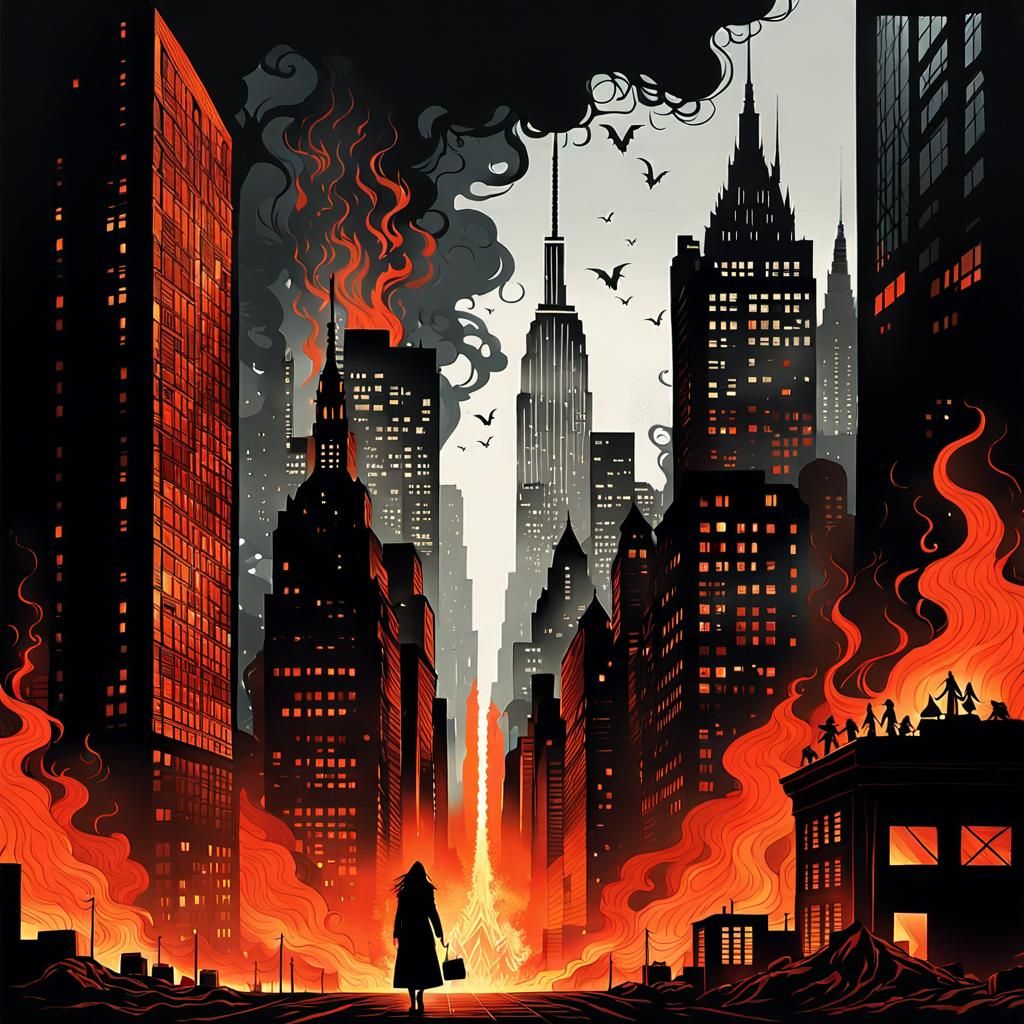 Infernal New York City Emerges: Apocalyptic Digital Painting