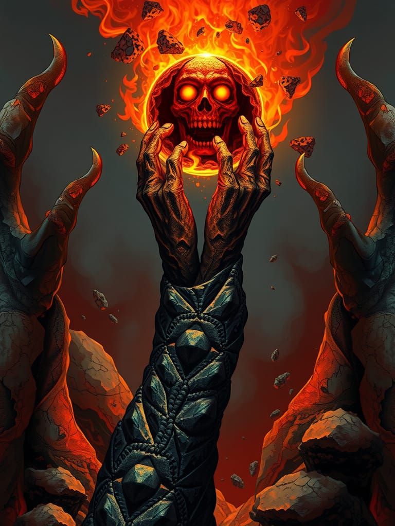 Rock Demon in Hell Holding Human Form