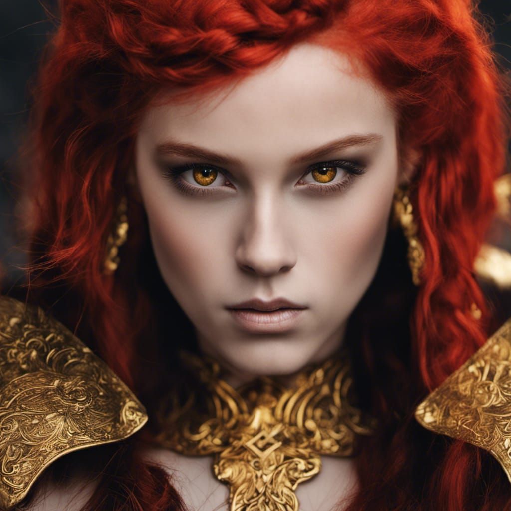 Viking with Fiery Red Hair and Golden Eyes