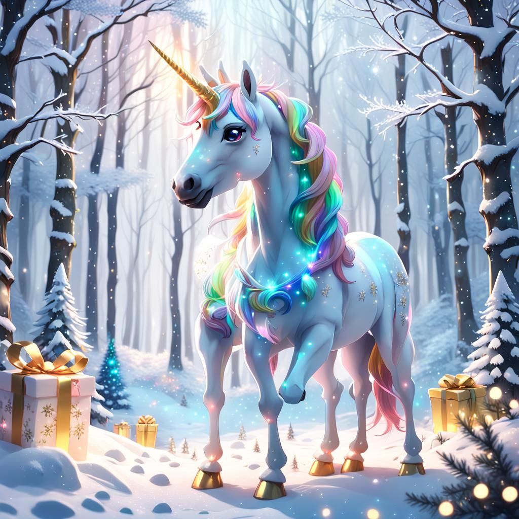 Breathtaking Christmas Wonder in Icy Anime Style