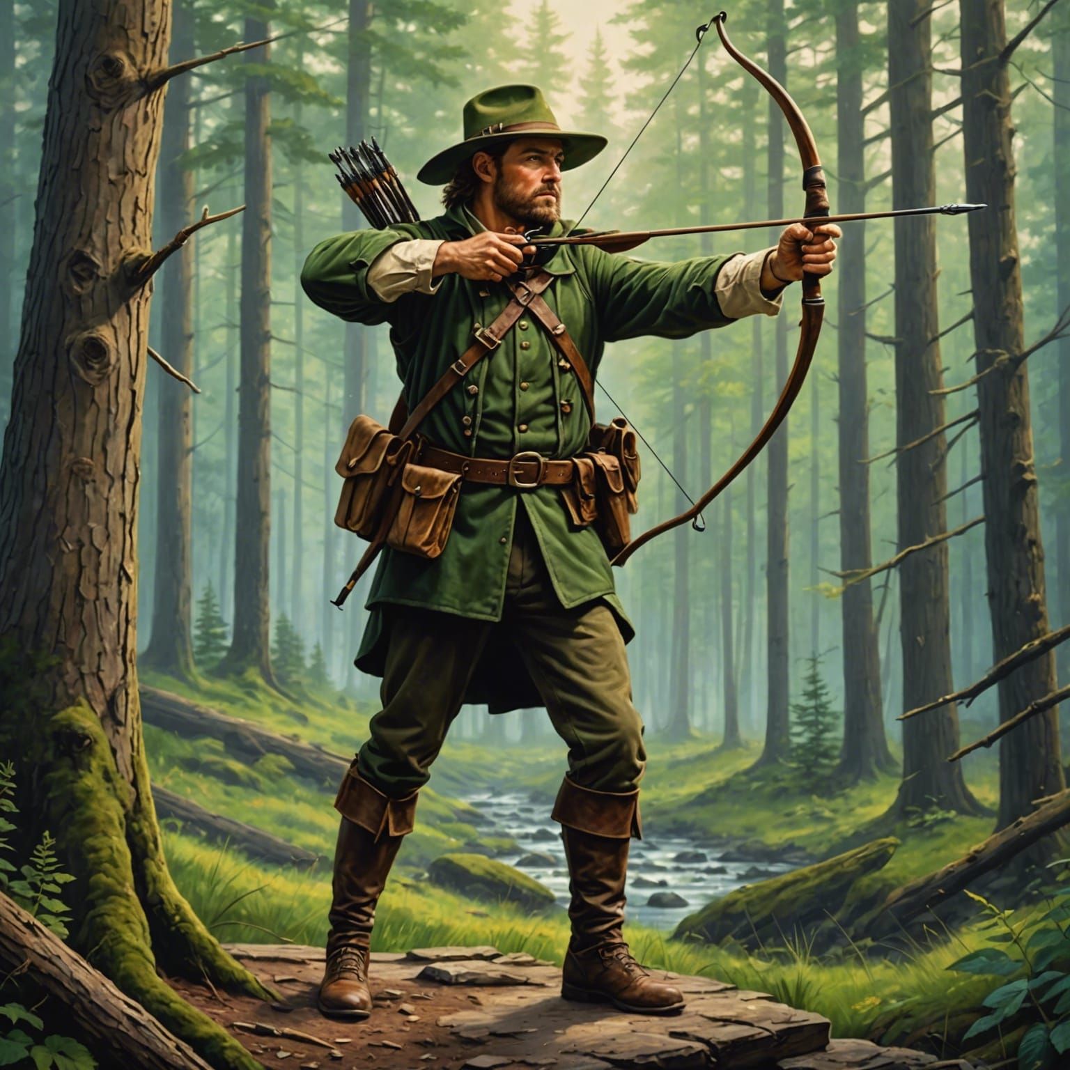 Forest Ranger with Bow in Digital Painting