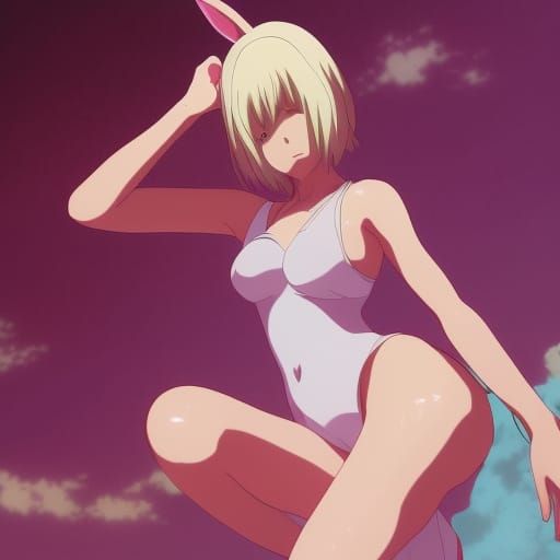 Anime Girl in Bunny Suit, Ghibli Style