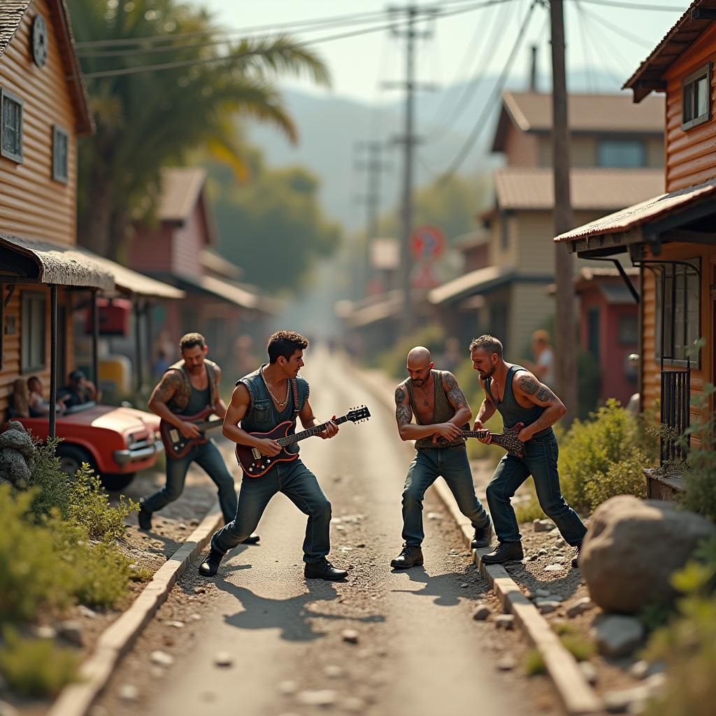 Punk Rock Gangs Clash in Future Suburb Diorama