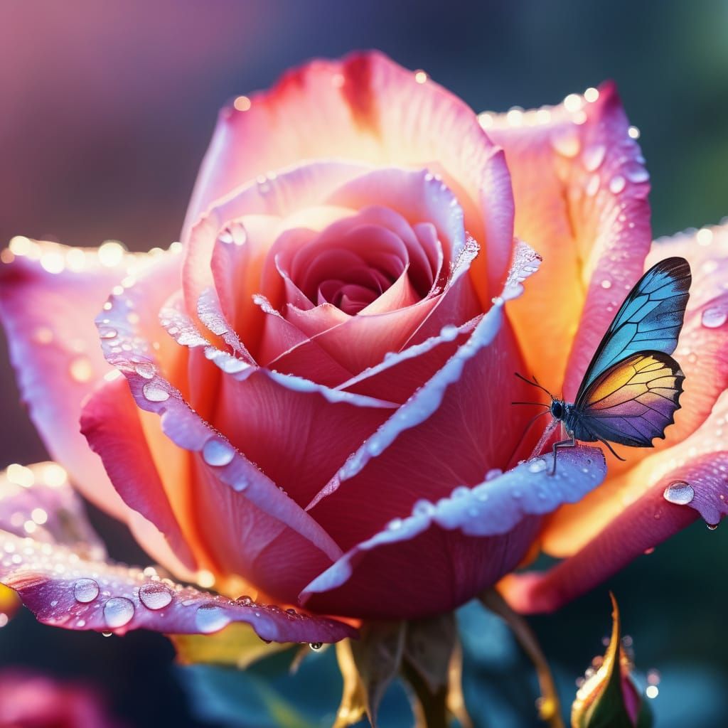 Tiny Fairy Sipping Dew: a Vivid Oil Painting