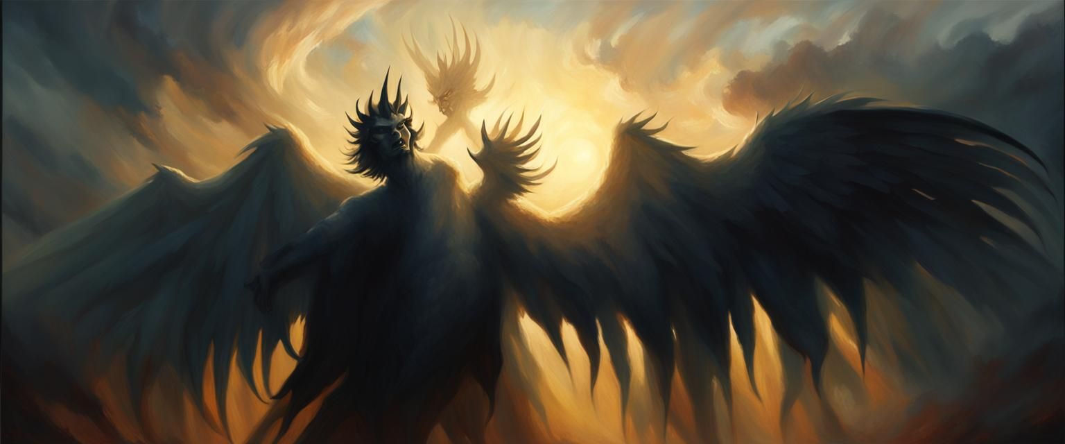 Winged demons cavorting in the shadows of sunrise