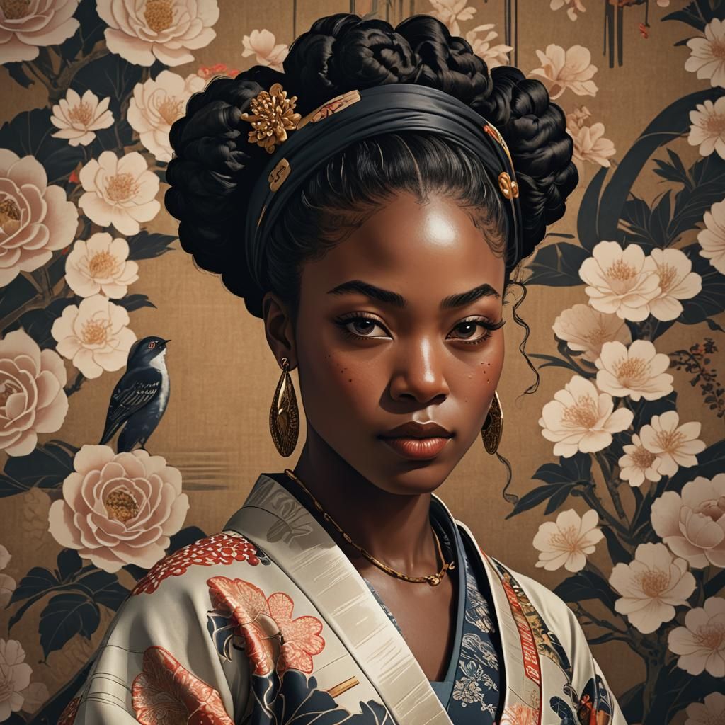 "A black woman, with striking