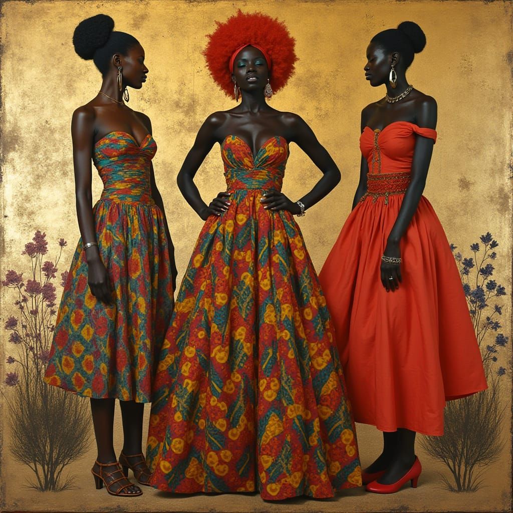 Elegant African Beauty in Mixed Media Style