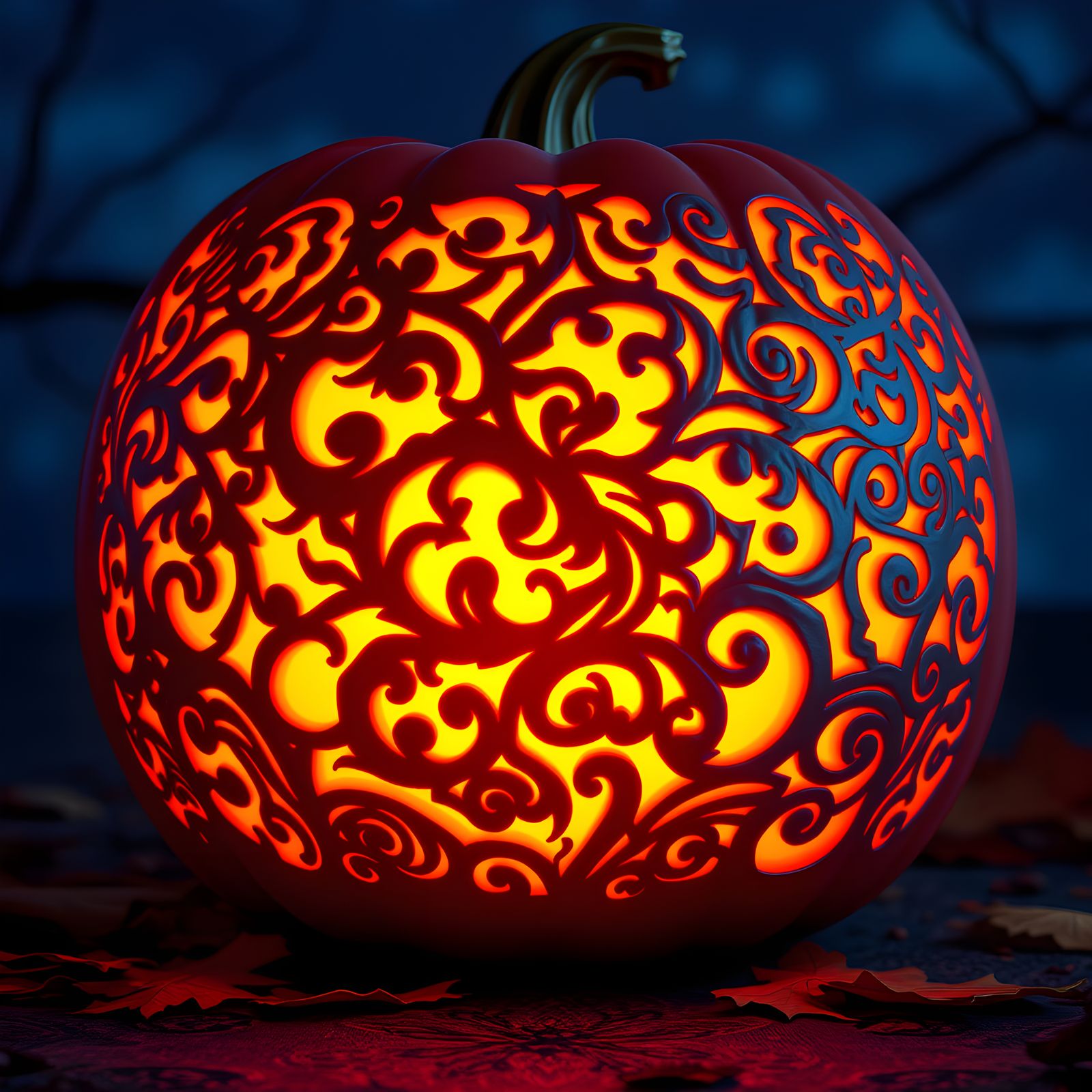 Detailed 3D Anime Halloween Pumpkin Art