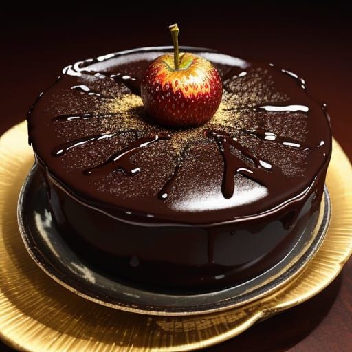 Decadent Chocolate Fondue with Fruit, Hyper-Realistic Photog...