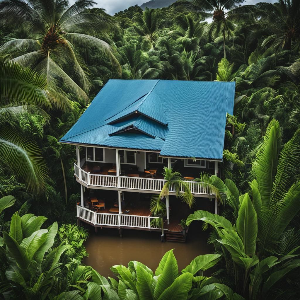 Tropical Houses Hit By Storm