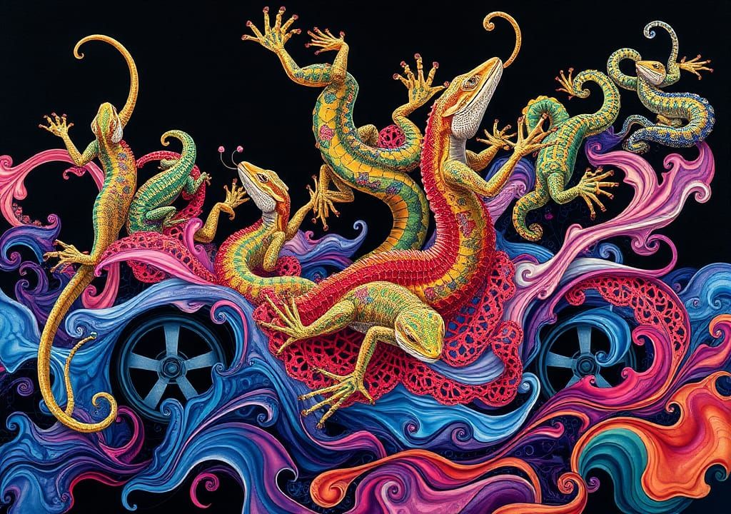 Exotic Supercar in Lace Lizard Embroidery