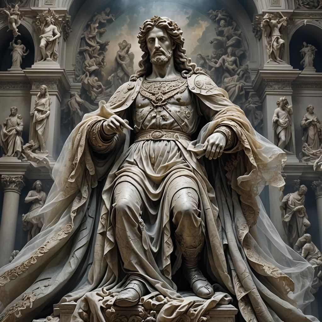 Veiled Lady Marble Sculpture in Art Museum