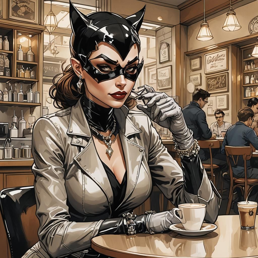 Catwoman's Cafe Break: Jewels and Latte Art