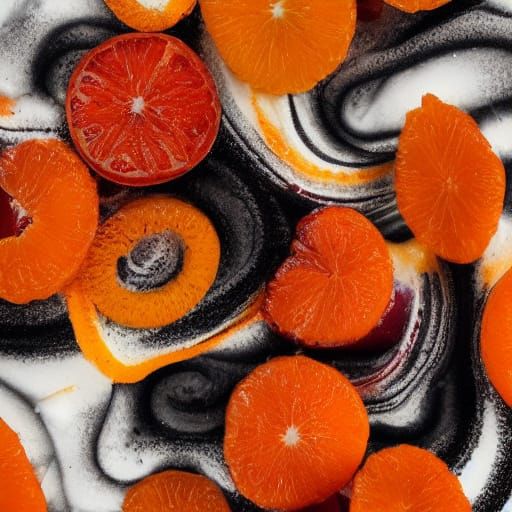 Vibrant Abstract Oil Painting of Orange Segments