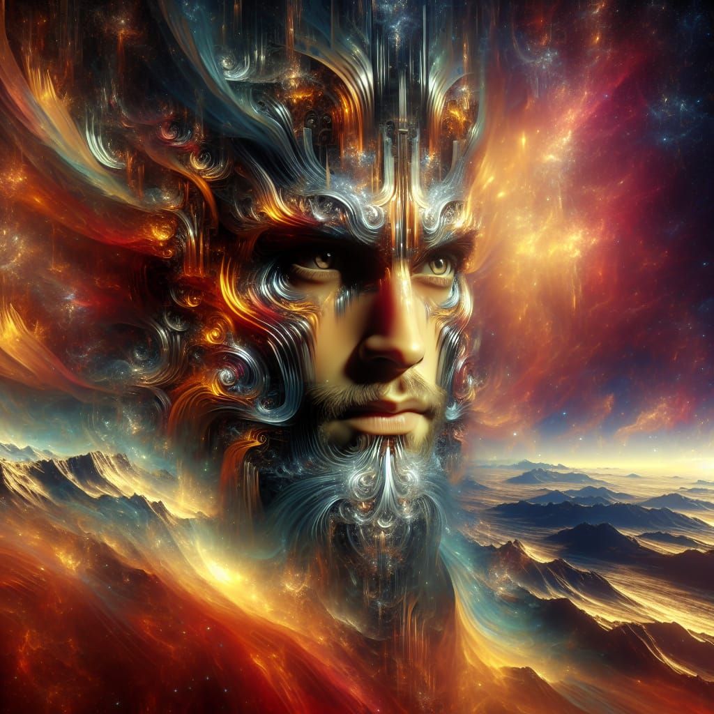 Epic Digital Matte Painting of Masculine Avatar