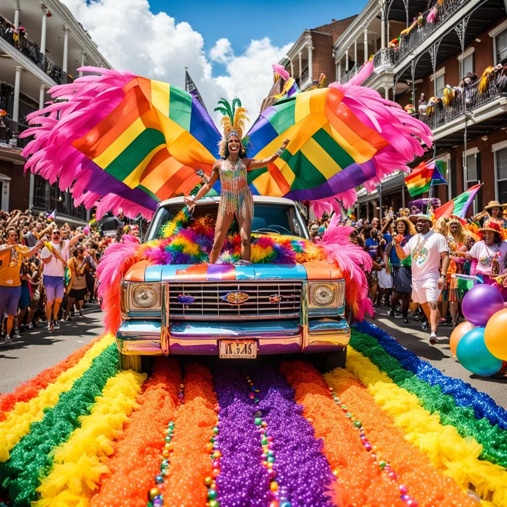 Rainbow Pride Float at Mardi Gras Parade