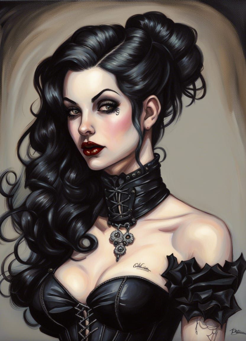 Goth Girl in Pin-Up Style