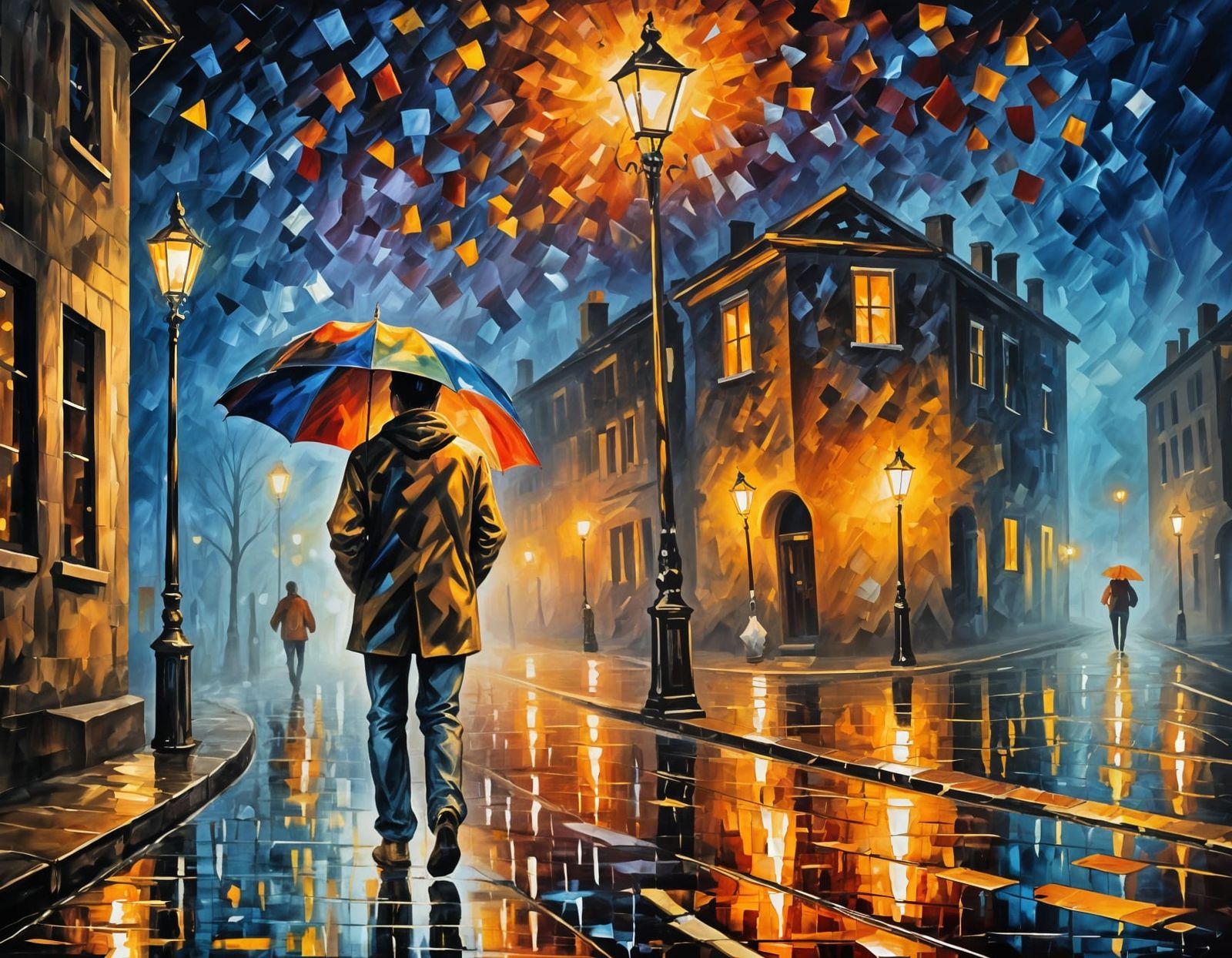 Moody Nighttime Scene in Vibrant Oil Paint