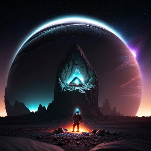 Exiled Man on Cold Planet: Retrofuturistic Concept Art