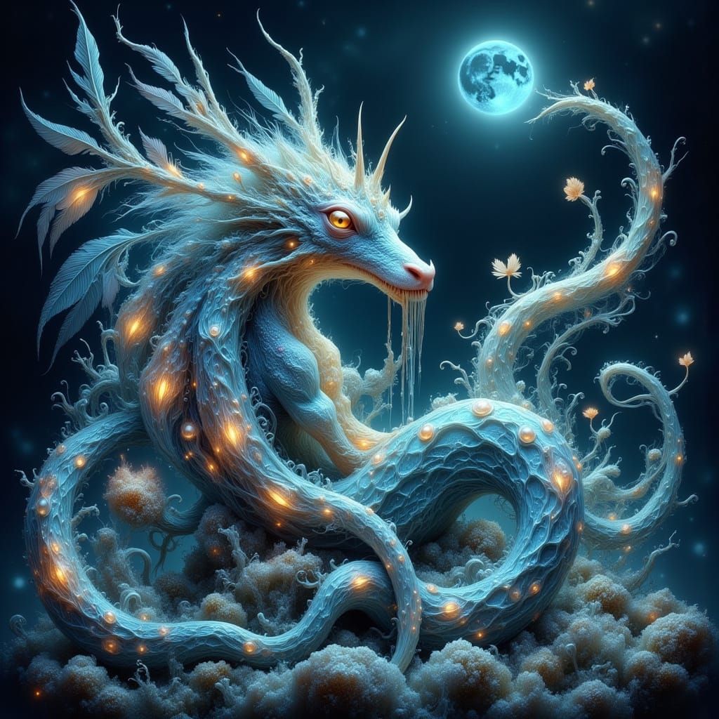Glowing Jelly-Serpent of the Venom Moons in Ethereal Portrai...