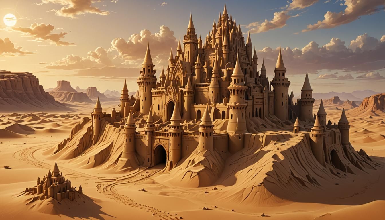 Earth Bender Creates Sand Castle in Desert Landscape