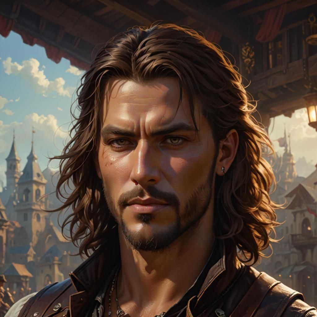 Fantasy Pirate Portrait in Dramatic Lighting