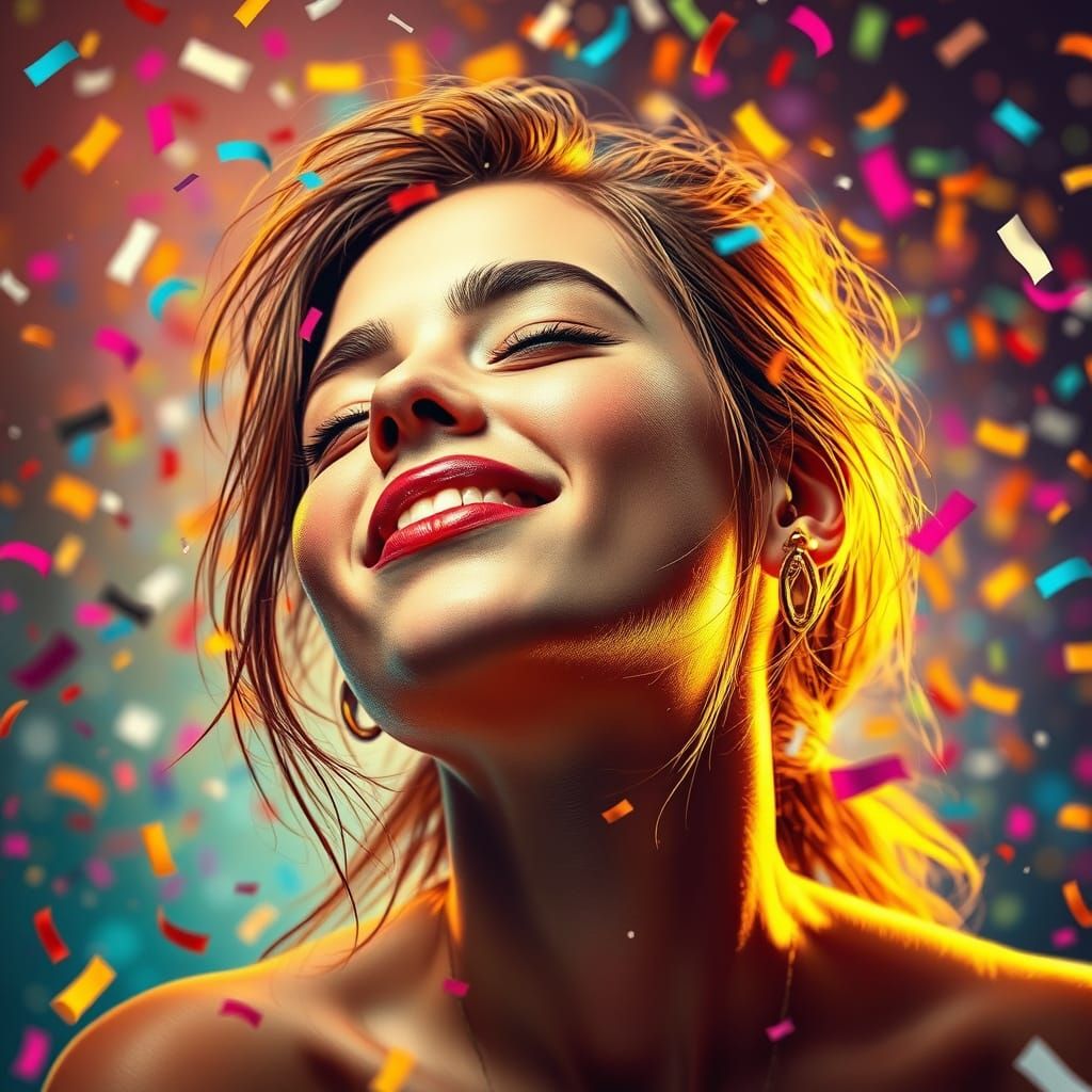 Hyperrealistic Celebration Scene with Confetti