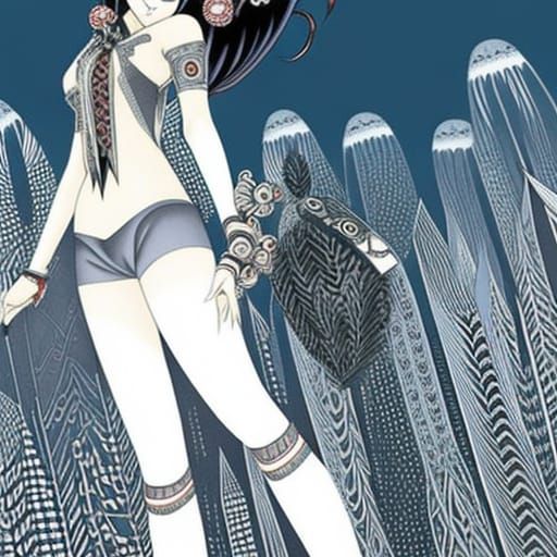 Japanese Goth Girl Illustration in Manga Style