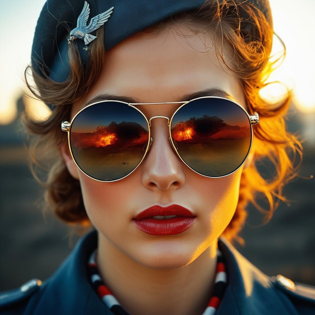 Luftwaffe Officer in Front of Nuclear Cloud