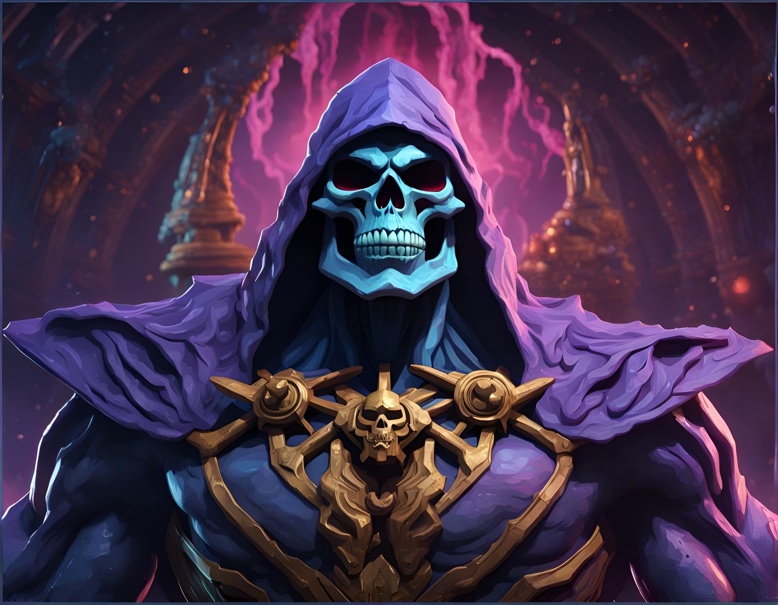 Skeletor Portrait as Detailed Matte Painting