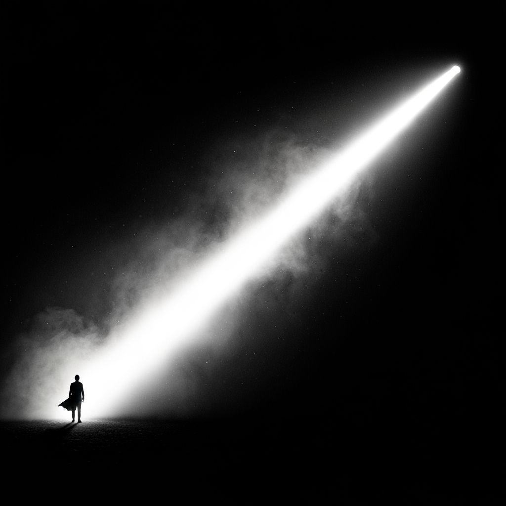 Solitary Figure in Dramatic Chiaroscuro Spotlight