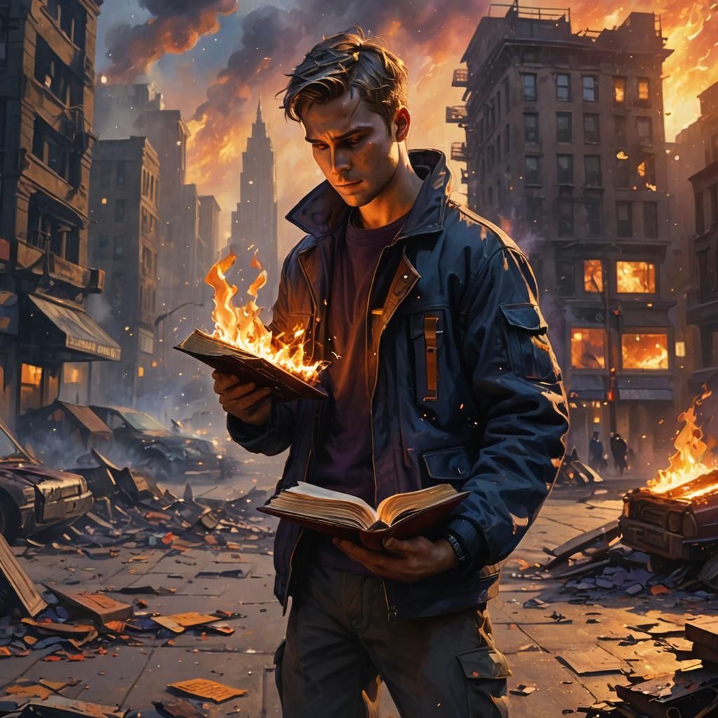 Fahrenheit 451 Burning Book Cover: Dystopian Art