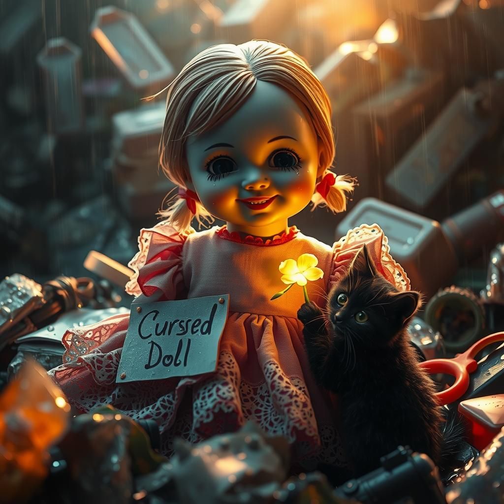 Cursed Doll Receives Clover in Hyperrealistic Digital Art